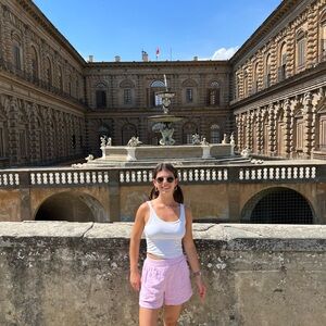 Linen blend pink high waisted shorts